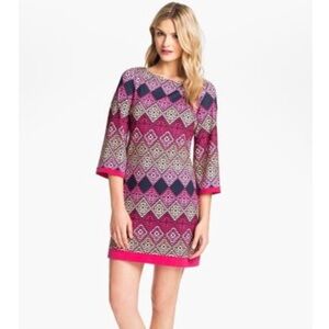 Eliza J Vibrant Diamond Print Jersey Shift Dress